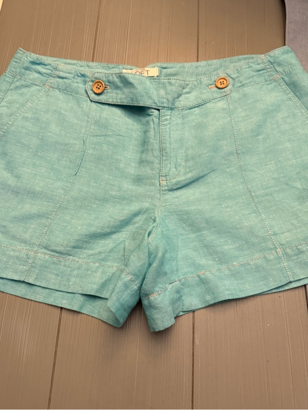 Aqua Green Ann Taylor LOFT Linen Blend Shorts